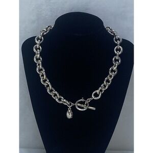 Polo Ralph Lauren .925 Sterling SILVER  HEAVY Toggle NECKLACE SIGNED Crown RL 67